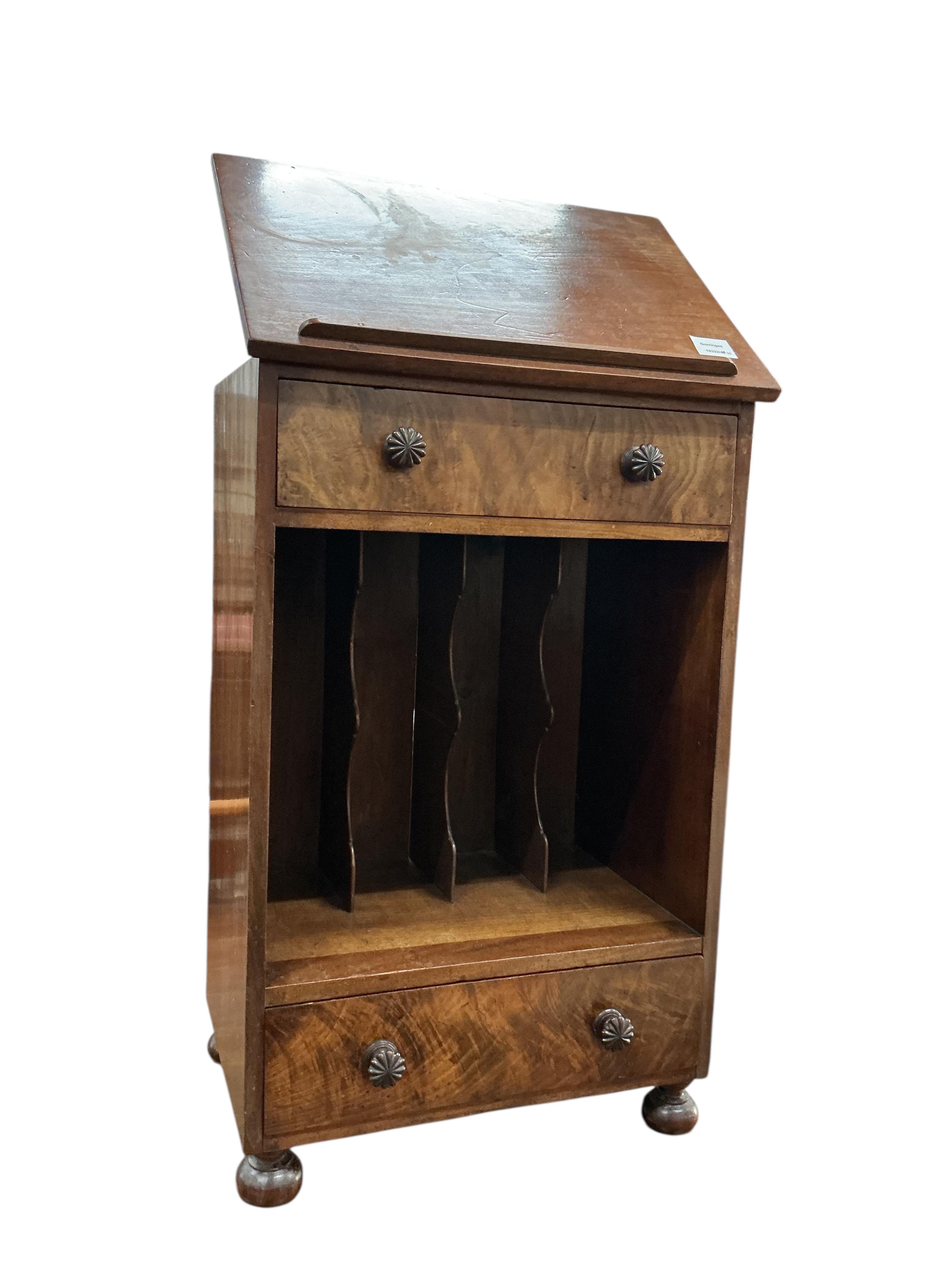 A Victorian mahogany music cabinet, width 48cm, depth 33cm, height 75cm